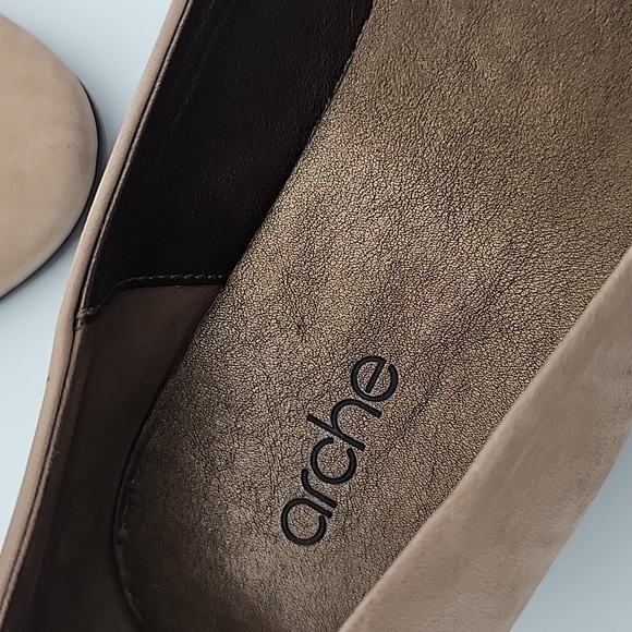 ARCHE Onyri ballerinas -  Tan Nubuck Ballet Flat/Low Wedge Heel, Size 41 - Picture 3 of 7